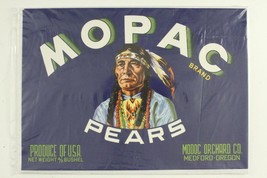 Vintage Paper Food Advertising Label MOPAC Orchard Pears Medford Oregon - $205.18 MXN