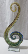 Hand Blown Murano Glassware Art Glass Fused Sculpture Music Clef Note 12&quot; tall - £74.68 GBP