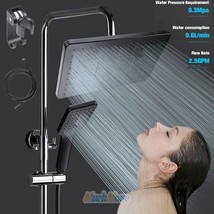 High Pressure 10&quot; Rainfall Shower Head Combo Handheld Wand, 5Ft Hose &amp; B... - $63.99