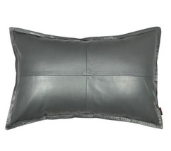 Gray Cushion Pillow Cover Genuine Lambskin Leather Decorative Luxury Home Decor - £32.15 GBP