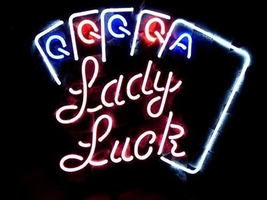 Brand New Lady Luck Poker Lucky Beer Bar Neon Light Sign 16"x 14" [High Quality] - $139.00