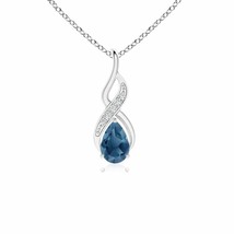 ANGARA London Blue Topaz Infinity Swirl Pendant with Diamonds in 14K Solid Gold - £309.58 GBP