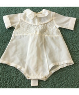 Vintage baby Christening one piece out fit short sleeve snap button tie ... - €17,21 EUR