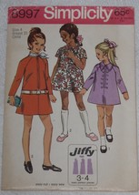 Simplicity Pattern 8997 Girl&#39;s Mod Dress with Front Zipper Size 4 Vintage 1970&#39;s - £5.90 GBP