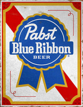 Pabst Blue Ribbon Beer PBR Logo Retro Bar Pub Man Cave Wall Décor Metal Tin Sign - £17.12 GBP