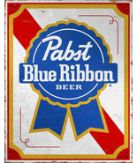 Pabst Blue Ribbon Beer PBR Logo Retro Bar Pub Man Cave Wall Décor Metal ... - £17.20 GBP