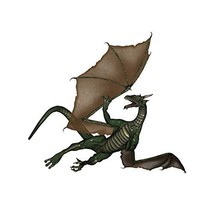 Green Dragon in Flight Wall Decal - Design 2 - 10&quot; tall x 11&quot; wide - £6.29 GBP