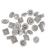 50 Pieces Antique Metal Buttons With Shank Round/Square/Flower Shaped De... - £15.84 GBP