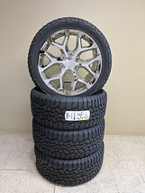 22&quot; Chrome Snowflake Wheels All Terrain Tires Chevy Silverado Tahoe Subu... - £2,101.88 GBP