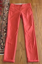 J CREW Bennett Chino Pants Coral Red Flat Front Straight Leg Size 4 brok... - $19.77