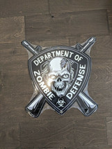 16" DEPT Of ZOMBIE Defense 3d cutout retro USA STEEL plate display ad Sign - $69.30
