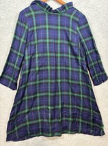 Crown &amp; Ivy Navy Plaid Tie Back Neck Dress Ruffle Size L Preppy Casual - $439.24 MXN