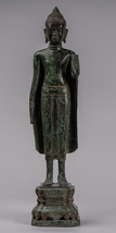 Antigüedad Khmer Estilo Bronce de Pie Abhaya Protección Estatua de Buda - - £819.43 GBP