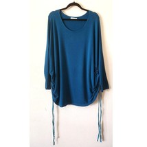Bryn Walker Inman Ruched Long Sleeve Tunic Top Teal XL - £51.69 GBP