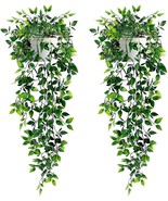 Artificial Hanging Plants 2 Pack Fake Hanging Plant Fake Potted Greenery... - £26.55 GBP