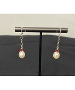 Artisan Made Cultured Pearl and Swarovski Crystal Drop Pierced Earrings - $9.49
