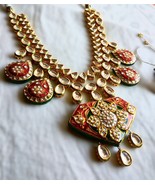 VeroniQ Trends-Elegant Rani Haar Kundan Necklace in Green Meenakari Pend... - £150.13 GBP