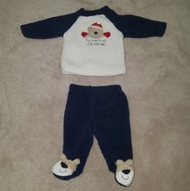 My Beary First Christmas Baby 2-Pc Footie Outfit Size 0-3 Months Blue Be... - $10.06