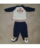 My Beary First Christmas Baby 2-Pc Footie Outfit Size 0-3 Months Blue Be... - £7.94 GBP