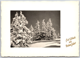 Vtg German Postcard Viel Glück  im Neüen Jahr (good luck in New Year)  snow tree - £4.13 GBP