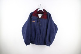 Vtg 90s Columbia Womens Medium Distressed Spell Out Fleece Lined Bomber Jacket - £46.74 GBP