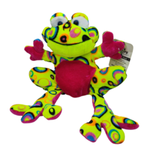 NWT Toy Factory Small Plush Psychedelic 12&quot; Frog Polka Dots Stuffed Animal Green - £11.81 GBP