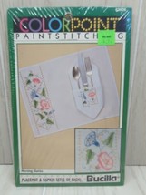 Bucilla Morning Glories Colorpoint Paint Stitching Kit Placemat Napkin set - £8.12 GBP