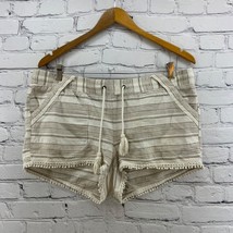 Rewind Womens Shorts Sz XL Beige Striped Drawstring Waist Fringe Mini Shorts ... - £11.67 GBP