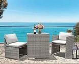 Patio Furniture 3 Piece Outdoor Wicker Chair Bistro Sofa Conversation Se... - $500.99