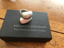 Silpada Sterling Silver Dual Textured Brushed &amp; Polished Wrap Ring Size ... - $62.20