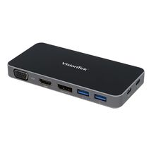 VisionTek VT400 Portable USB-C Dual Monitor Hub - 1x DP, 1x HDMI, 2X USB-A, 1x E - £118.39 GBP