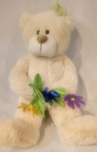 First and Main Lil&#39; Mendy a Friendy Plush Beanie Bear Holding Flowers 7&quot; B72 - £12.01 GBP
