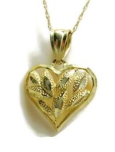 18&quot; 10K Yellow Gold Heart Necklace Detailed 1.49 Grams - £138.48 GBP