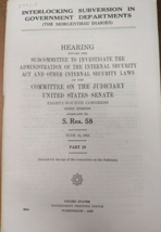 US Senate Interlocking Subversion in Government Dept Hearing Pamphlet 1955 56 - £38.84 GBP
