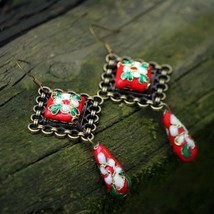 Nipal handmade vintage Original design cloisonne beads dangle earrings ,... - £8.32 GBP