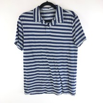 GAP Mens Polo Shirt Short Sleeve Striped Cotton Navy Blue Gray S - $9.74