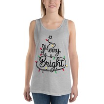 Merry and Bright Christmas Tree Unisex Tank Top, Xmas Lights Graphic Shirts Merr - $24.26+