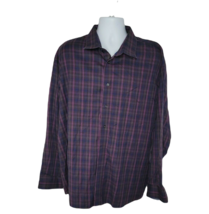 Egara Men&#39;s Button Up Collared Shirt ~ Sz 2X ~ Black &amp; Purple ~  Long Sl... - £17.77 GBP