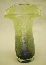 Art Glass Vase Hand Blown Purple and Green Speckled Glass Flared Lip - £29.23 GBP