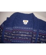 Vintage Talbots 100% Wool Christmas Fair Isle Nordic Cardigan Blue Pink ... - £29.55 GBP