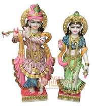 48&quot; Hand Painted Marble Radha Krishna Divine Statue Gift Temple Home Decor E1500 - £13,382.08 GBP