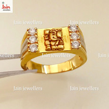 18 Kt Solid Gold Ganesh Ji Engagement Wedding Men&#39;s Ring Size 8 9 10 11 12 13 14 - £610.87 GBP