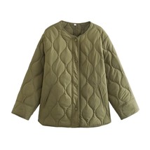 Winter 2022 Jacket Women Fashion Vintage Warm Lightweight Army-green Cotton Padd - £42.04 GBP