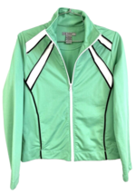 VTG 80s Oleg Cassini Womens Track Jacket Green White Zip Front Pockets S... - $64.30