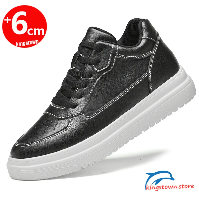 Lift  Man Elevator Shoes Height Increase Insole 6cm White Black Taller Men Fashi - £220.63 GBP
