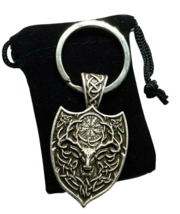 Viking Stag Vegvisir Rune Portachiavi Gift Pouch Norse Cernunnos Herne Heathen - £10.93 GBP