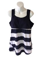 Lululemon Workout Athletic Yoga Striped Navy Blue &amp; White Color Tank Top Size 12 - $18.14