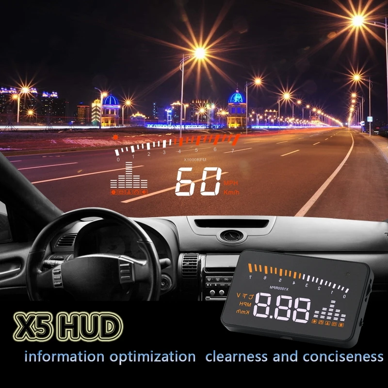 X5 obd2 hud car head up display 12v 3 inch gps speedometer digital on board computer thumb200