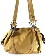 B. Makowsky Mustard Yellow Leather Shoulder Bag Double Strap Zip Pockets - $463.17 MXN