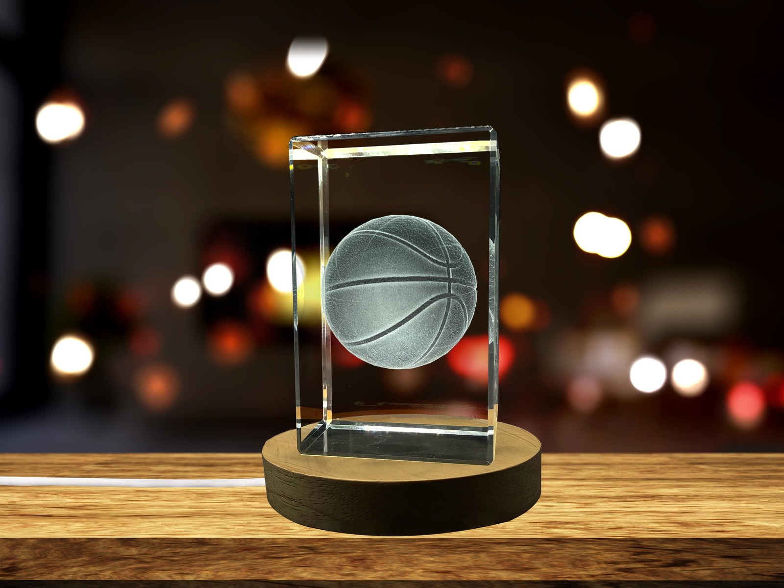  LED Base included | Basketball-Art | 3d-Engraved-Crystal-Keepsake | Gif... - $25.99+